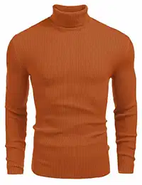 Herren Rollkragenpullover Strickpullover Warme Stehkragen Pulli Basic Feinstrick Turtleneck Herren Braun M