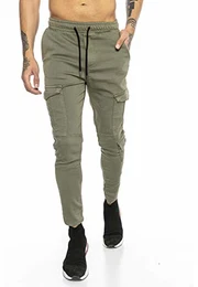 Red Bridge Herren Jogger Denim Cargo Hose Colored Jeans Jeanshose schmales Bein Khaki W32 L32