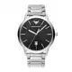 Emporio Armani Herrenuhr, DreizeigerDatumswerk, 43 mm silbernes Edelstahlgehäuse mit Edelstahlarmband, AR11310