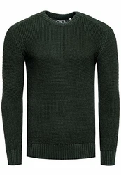 R-Neal Strickpullover Herren Basic Business Rundhalspullover Crew Neck Langarm Pulli (383) Khaki