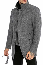 Herren Mantel Jacke Winter Classy Chic Elegant Transformable Honeycomb Grau M