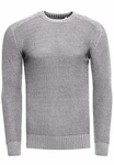 R-Neal Strickpullover Herren Basic Business Rundhalspullover Crew Neck Langarm Pulli (383) Grau