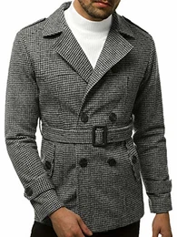 Herren Mantel Wintermantel Trenchcoat Farbvarianten Jacke Übergangsjacke Coat Winter Herbst Lang Warm Stehkragen Reverskragen Elegant Klassischer Outdoor Gepolstert 777/3738P GRAU-SCHWARZ M