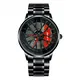 DriftElement Motorsport Felgenuhr Herren - Sportwagen Männer Armbanduhr im 3D Design der Sternspeichen M8 Felge aus Edelstahl - Custom Designer Uhr mit Mineralglas - Quarzuhr (Schwarz-Rot)