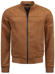 Herren Ibon Velours-Kunstleder Jacke Herrenjacke Wildleder-Look für Männer Camel M
