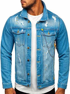 BOLF Herren Jeansjacke Übergangsjacke [4D4] Blau (4D4)