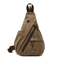 FANDARE Retro Brusttasche Sling Bag Rucksack Umhängetasche Schultertasche Braun