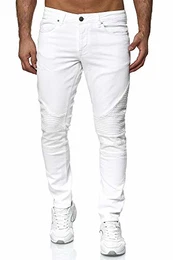 Herren Jeans Slim Fit Hose Biker-Jeans Chunkyrayan 16517-Weiss-32W / 32L