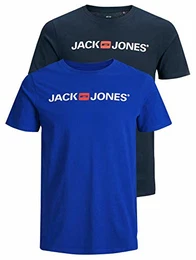 Herren JJECORP Logo Tee SS Crew Neck, Navy Blazer/2-PACK W.SURF The, M