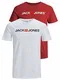 JACK & JONES Herren JJECORP Logo Tee SS Crew Neck, Rio Red/2-PACK W. White/REG FI, M