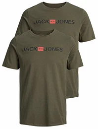 Herren JJECORP Logo Tee SS Crew Neck SMU 2 12183668, Thyme/2-PACK W.Thyme/REG FIT, M