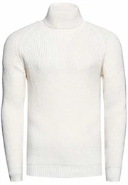 Rollkragenpullover Herren Stehkragen Pullover Rolli Hochkragen Strickpullover Rusty Neal Pulli Winter Kälte Schutz, Größe:M, Knitwear:Weiß 382