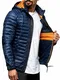 Indicode Herren Aguillar Steppjacke in Daunenjacken-Optik mit Abnehmbarer Kapuze und Stehkragen   gefütterte Winterjacke mit 5 Taschen warme Übergangsjacke Jacke für Männer Navy M