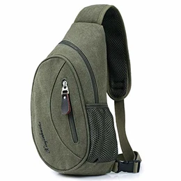 Herren Brusttasche schräge Schulter lässig Canvas Herren Tasche Reittasche Sportrucksack Trendige One-Shoulder Diagonale Brust kleine Tasche 18 * 38 * 9CM Armee grün