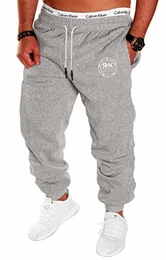 Herren Hose Jogginghose Trainingshose Sporthose Fitnesshose Sweatpants Uni Einfarbig H.07 (M, Grau)