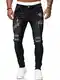 Pizoff Herren Superenge Skinny-Jeans mit Rissen an den Knien, 001130141xschwarz, M