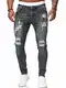 Pizoff Herren Superenge Skinny-Jeans mit Rissen an den Knien, 001130141xgrau, M