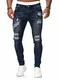 Pizoff Herren Superenge Skinny-Jeans mit Rissen an den Knien, 001130141xdunkel Blau, M