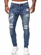 Pizoff Herren Superenge Skinny-Jeans mit Rissen an den Knien, 001130141xblau, M