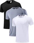 Holure Herren 3er Pack Sports Atmungsaktiv Schnelltrocknend Kurzarm T-Shirts Schwarz/Grau/Weiß