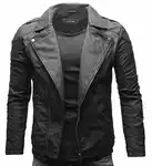 Crone Theo Herren Lederjacke Ecoleder Basic Biker Jacke Schwarz