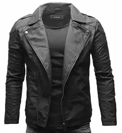 Theo Herren Lederjacke Ecoleder Basic Biker Jacke aus weichem Ecoleder (M, Matt Schwarz (Ecoleder))