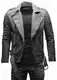 Crone Fynn Herren Biker Lederjacke Basic Echtleder Jacke mit Gürtel und Reverskragen (L, Vintage Buffed Grey (Nubukleder))