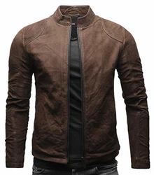 Crone Ivar Herren Lederjacke Cleane Basic Echtleder Jacke Dunkelbraun