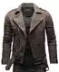 Crone Fynn Herren Biker Lederjacke Basic Echtleder Jacke mit Gürtel und Reverskragen (M, Togo (Nubukleder))