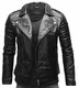 Crone Theo Herren Lederjacke Ecoleder Basic Biker Jacke aus weichem Rindsleder und Ecoleder (M, Schwarz (Ecoleder))
