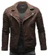 Crone Theo Herren Lederjacke Ecoleder Basic Biker Jacke aus weichem Rindsleder und Ecoleder (M, Dunkelbraun (Nubukleder))
