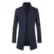 Allthemen Wintermantel Herren Wollmantel Lang Slim Fit Herrenmantel mit Stehkragen Business Coat für Winter Dunkelblau S