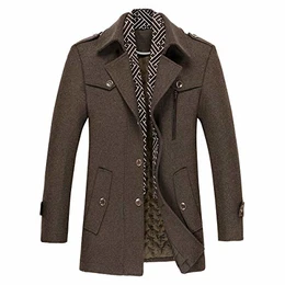 Wintermantel Herren Slim Fit Kurzmantel Herren Wolle Warm Mantel Wollmantel Mantel Winter Kaffee M