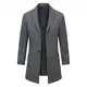 Allthemen Wintermantel Herren Mantel Lang Slim Herrenmantel Winter Warm Business Mantel Herren Wolle Wollmantel Grau M