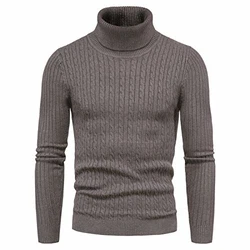 CELANDA Herren Strickpullover Warme Winter Rollkragenpullover Freizeit Slim Fit Basic Sweatshirt Longsleeve Pullover Solid für Männer Kaffee