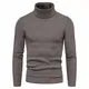 CELANDA Herren Strickpullover Warme Winter Rollkragenpullover Freizeit Slim Fit Basic Sweatshirt Baumwolle Longsleeve Pullover Solid für Männer Sweatshirt, A Kaffee, EU M = Etikett L