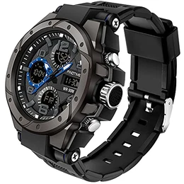 Herren Militärische Digitale Sportuhr Große Anzeige Armbanduhr 5ATM wasserdichte mit Wecker Kalender Stoppuhr Chronograph