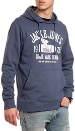 Jack and Jones Herren Hoodie Sweatshirt Rundhals Kapuzenpullover Print Sweat Hoody (Ensign Blue ( Blau ), M)
