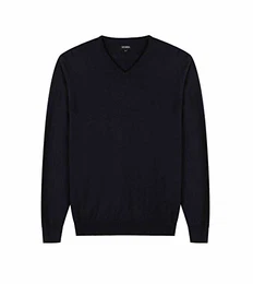 Herren Baumwolle Übergroß V-Ausschnitt Klassik Pullover 3XL Schwarz