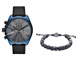 Unisex Erwachsene Chronograph Quarz Uhr mit Nylon Armband DZ4506 + Herren-Armreifen Edelstahl DX1138040