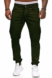 Cargohose Herren Slim Fit Casual Jogger Chino Cargo Hosen Stretch Jogginghose Sporthose Freizeithose mit 6 Taschen Herren Hose (Armeegrün, M)