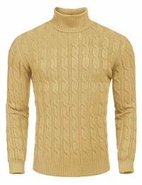 Pullover Herren Rollkragen Slim fit Pulli Sweater Slim fit Freizeit grau