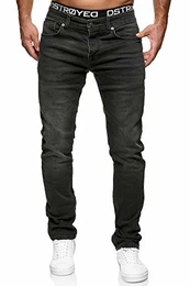 Jeans Herren Slim Fit Jeanshose Stretch Designer Hose Denim 1501 (32-32, 504-4 Schwarz)