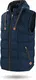 normani Outdoor Sports Wattierte Steppweste Bodywarmer - 100% Winddichte Outdoor Weste mit Lederpatch, Kapuze und Stehkragen Farbe Marineblau Größe M/50