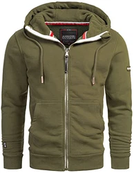 A. Salvarini Herren Sweatjacke Kapuzenpullover Jacke Kapuze Hoodie Sweater AS293 Grün (AS-293)
