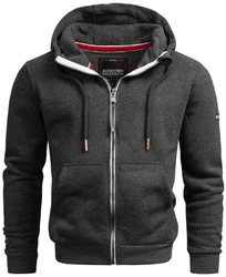 A. Salvarini Herren Sweatjacke Kapuzenpullover Jacke Kapuze Hoodie Sweater AS293 Dunkelgrau