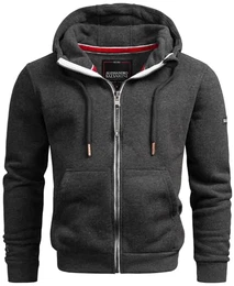 Herren Sweatjacke (S-3XL) mit Kapuze - Leicht, Atmungsaktiv, Kapuzenpullover mit Reißverschluss Männer - AS-293 DGrau Medium