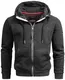 ALESSANDRO SALVARINI Herren Sweatjacke (S-3XL) mit Kapuze - Leicht, Atmungsaktiv, Kapuzenpullover mit Reißverschluss Männer - AS-293 DGrau Medium