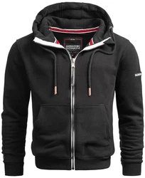 A. Salvarini Herren Sweatjacke Kapuzenpullover Jacke Kapuze Hoodie Sweater AS293 Schwarz