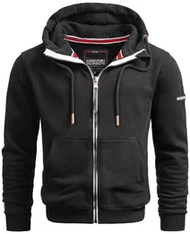 Herren Sweatjacke (S-3XL) mit Kapuze - Leicht, Atmungsaktiv, Kapuzenpullover mit Reißverschluss Männer - AS-293 Schwarz Medium